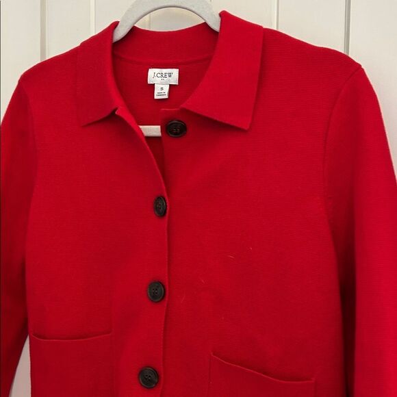 J. Crew cardinal red Polo cardigan sweater size small - Picture 4 of 11